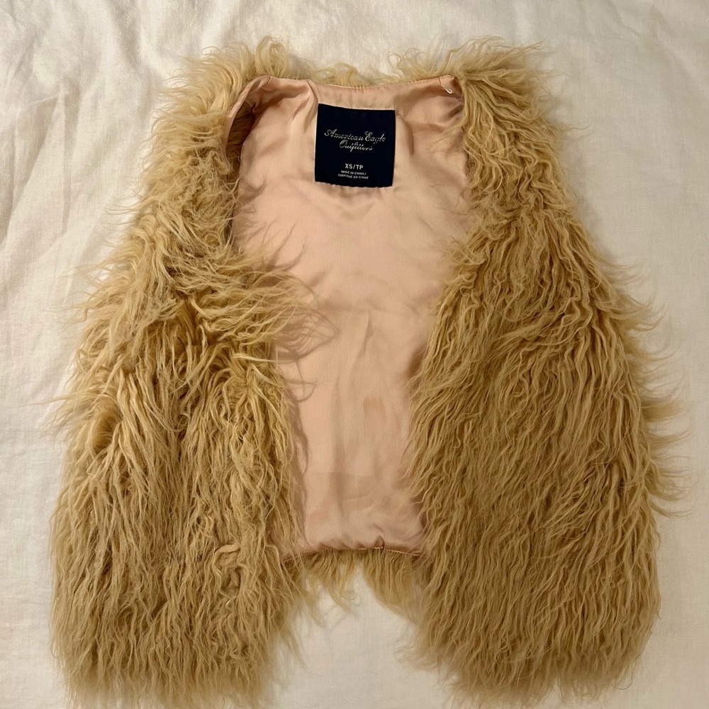 Faux Fur Vest in Tan